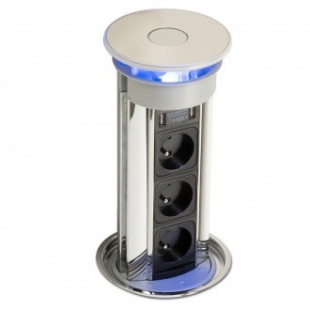 ASA Versalux (3 розетки + USB.5V (А+А), обробка - хром, чорний)