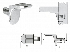 Полкодержатель slim 11x14мм, d=5мм, цамак