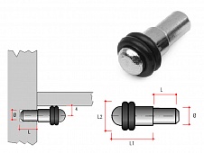 Полкодержатель L8/12мм, d=5мм, с 2рез.кольцами, никель