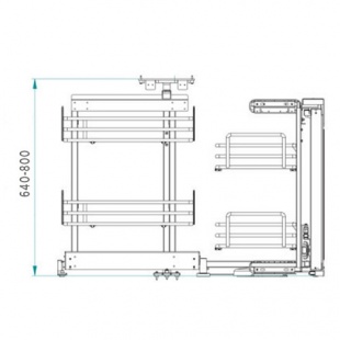 Карго угловое Elit 900мм  (860х480/540х600/850мм), правое, с доводч., хром